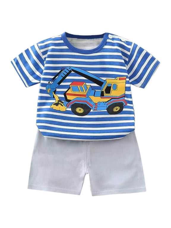 Baby Outfits Boy Toddler Baby Boy Clothes Summer Short Sleeve T Shirt and Shorts Cute Infant Baby Boy Outfits Clothing Set Q,Size for 12-18 Months