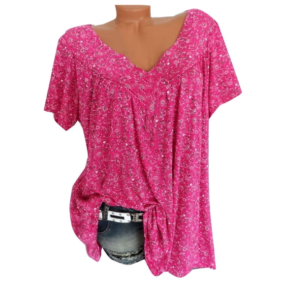 Pimfylm Fashion Womens Blouses And Tops Dressy Summer Blouses For Women Red 2XL