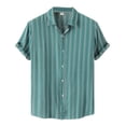 thumbnail image 1 of Pimfylm Blouses Mens Short Sleeve Dress Shirts Wrinkle Free Solid Casual Button Down Shirts with Pocket Blue XX-Large, 1 of 5