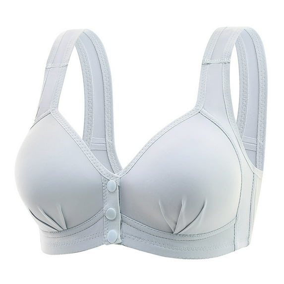 Pimfylm Bras for Women, 2024 Comfortable Convenient Front Close Button Cotton Bras for Women(Grey,44)