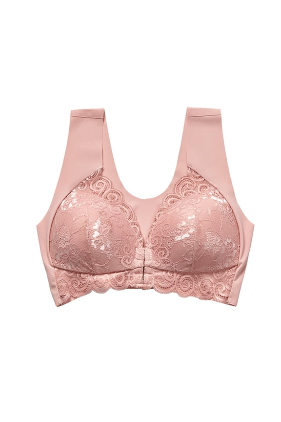 Bras for Women Plus Size Push up Front Close Comfy Bras Lounge Bras Full Coverage Wrap Comfortable(Pink,7XL)