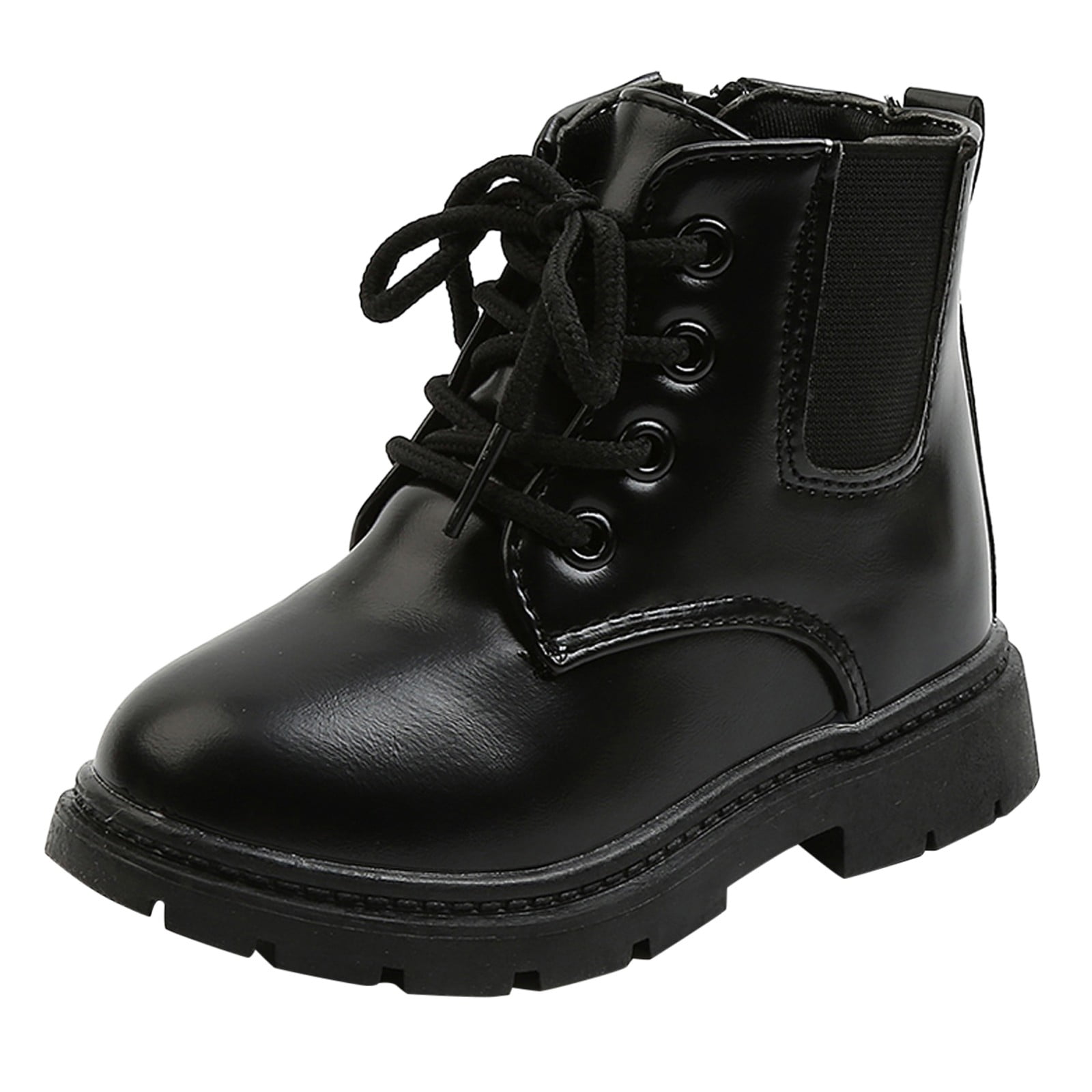 Pimfylm Children Leather Boots Fashionable Versatile Rubber Sole Little