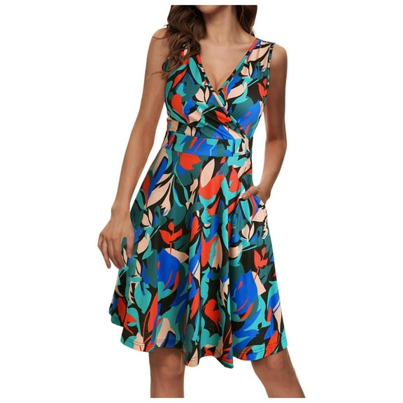 Pimfylm Coverup Summer Dresses for Women 2025 Eyelet Casual Loose Sleeveless Sundresses Tank Dresses with Pockets Green, S