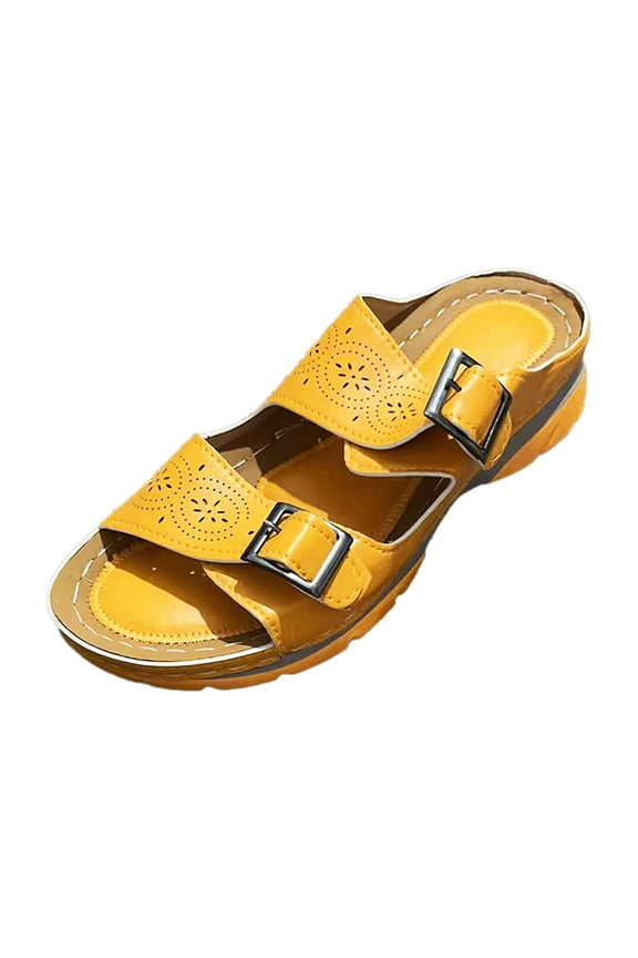 Disposable Slippers Sandals for Women Dressy,Boho Sandals Womens Sandals Low Wedges Peep Toe Wrapped Cute Diamond Dressy Sandals Yellow 8