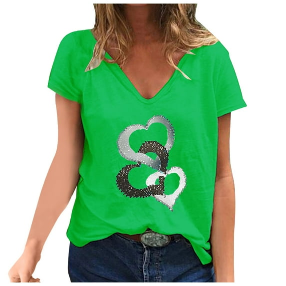 Pimfylm Fashion Woman Causal Button Solid Blouse Short Sleeve T-Shirt Summer Tops Button Down Shirts for Women(Green,5XL)