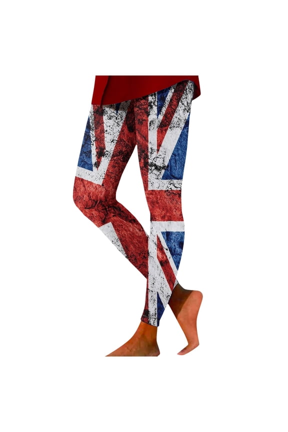 Flare Yoga Pants for Women Petite with Pockets Women's Tight Yoga Pants Independence Day Print Leggings(Blue,M)