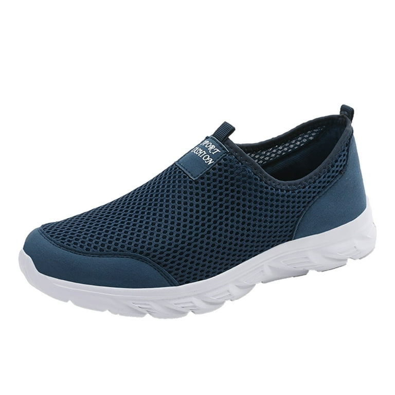 Pimfylm Flat Shoes Men Extra Wide Shoes - Wide Walking Shoes for Men Wide  Width Blue 9 