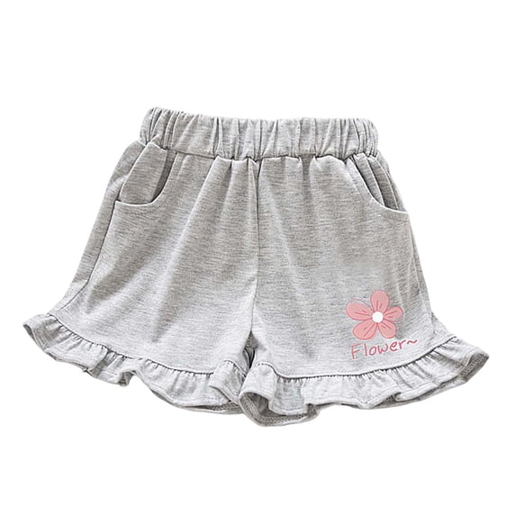 Pimfylm Girl Shorts Toddler Girls Athletic Shorts with Zipper Pocket Lightweight Elastic Waist Running Shorts for Teen Girls Kids Active Sports Light Gray,Size for 9-10 Years