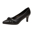 thumbnail image 1 of Pimfylm Heels Low Heels for Women Wedding Dress Closed Toe Pump Shoes Black 7.5, 1 of 5