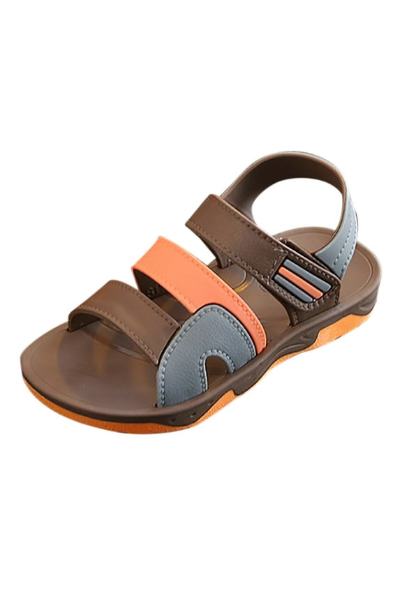 Kids Sandals Boys boy s Flip Flops Child Summer Slip-on Thong Sandals Beach Pool Water Shoes(Little Big Kid) Brown 13.5