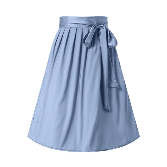 Pimfylm Long Maxi Skirts for Women with Bow 2025 Summer Elegant Casual High Waisted Solid A-Line Pleated Skirt Navy, M