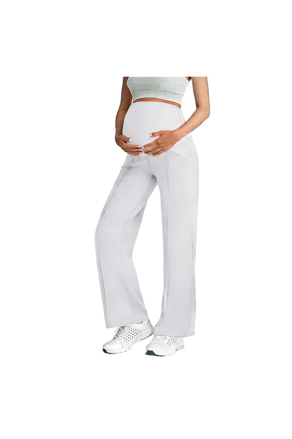Maternity Pants Cotton Maternity Jumpsuit Adjustable Strap Overalls Pregnancy Wide Leg Pants with Pockets White,Size for 4-5 Years