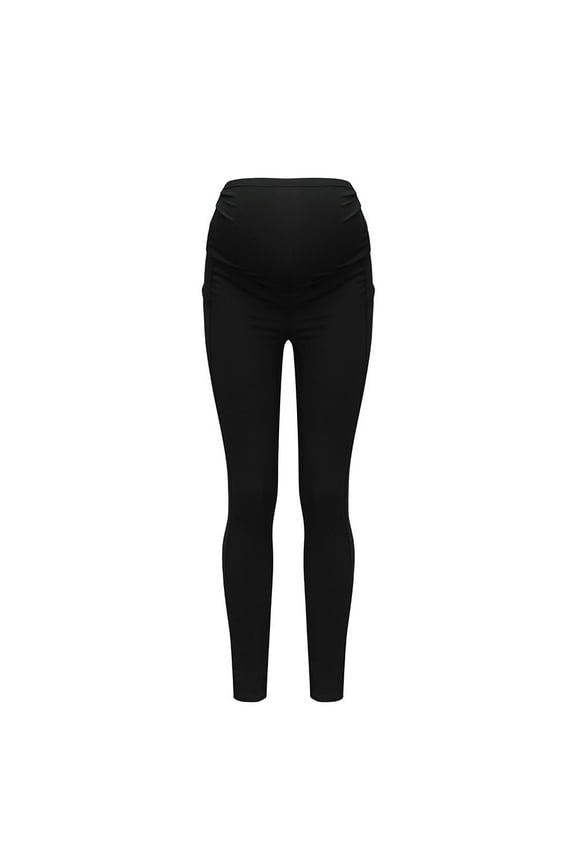 Maternity Yoga Pants With Pockets Women's Under The Belly Super Soft Support Maternity Leggings Black,Size for M