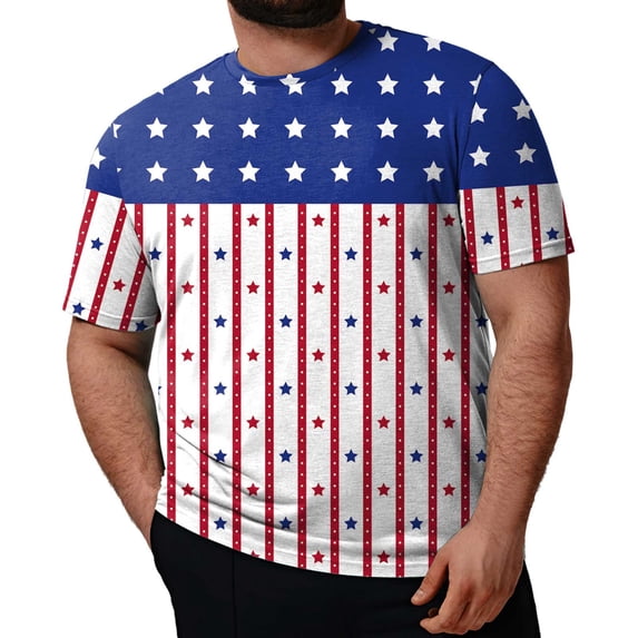 Pimfylm July 4th Shirts for Men Big and Tall Freedom Washed USA Flag Patriotic T-Shirts(White,XXL)
