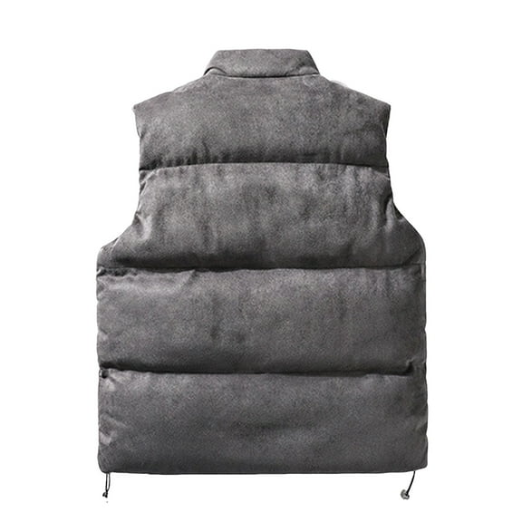 Pimfylm Men's Down Vest Fashion Sleeveless Zip Quilted Vest Solid Color Pocket Thickened Warm Vest