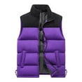 thumbnail image 1 of Pimfylm Mens Down Vest Fashion Sleeveless Warm Quilted Vest Color Block Zipper Casual Coat, 1 of 3