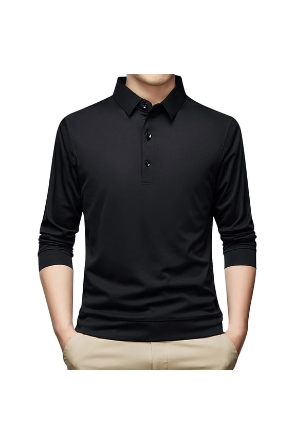 Mens Polo Shirts Short Sleeve Men's Classic Fit Short Sleeve Dual Tipped Collar Polo Shirt Black Large