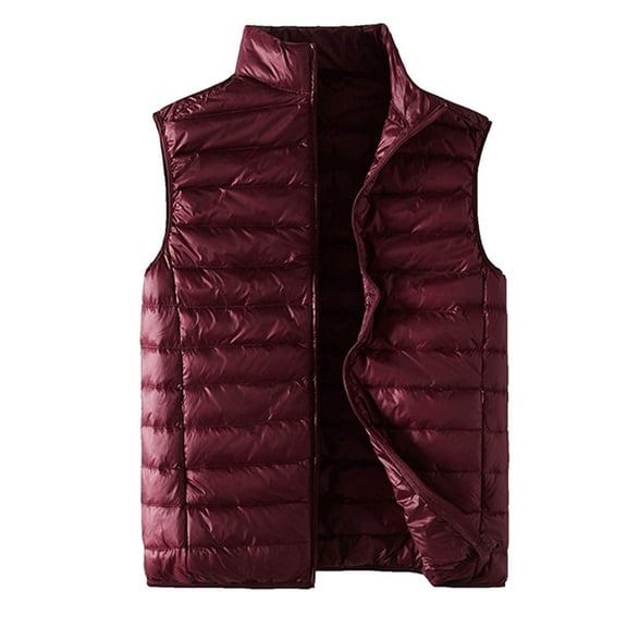 Pimfylm Mens Puffer Vest Casual Sleeveless Warm Men's Vest Trendy Solid Color Zipper Lightweight Top