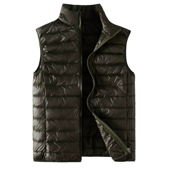 Pimfylm Mens Puffer Vest Casual Sleeveless Warm Men's Vest Trendy Solid Color Zipper Lightweight Top
