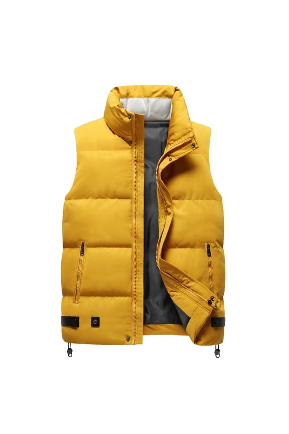 Mens Puffer Vest Fall Winter Zipper Casual Vest for Men Solid Color with Zip Pockets Comfy Warm Thicken Outerwear