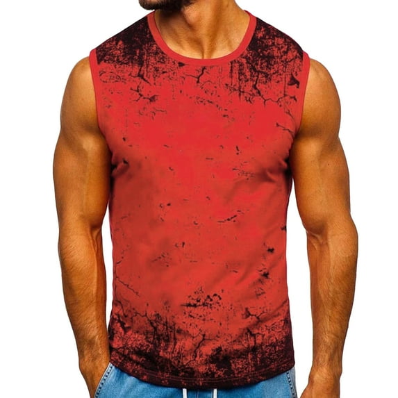 Pimfylm Mens Tank Top Men's Sequin Sleeveless Round Neck Tank Top T Shirt Party Top Red XX-Large
