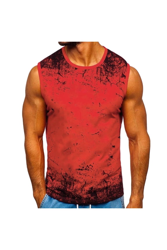 Mens Tank Top Men's Sequin Sleeveless Round Neck Tank Top T Shirt Party Top Red XX-Large