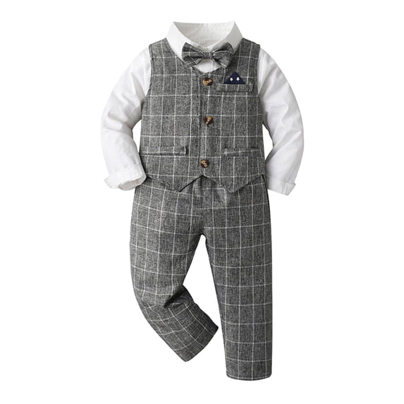 Pimfylm Newborn Outfits Baby Boy Baby Boy Clothes Outfit Suit Long Sleeve Gentleman Tuxedo Vest Wedding Birthday Party Suit 4PCS Green,Size for 5-6 Years