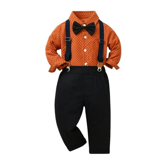 Pimfylm Newborn Outfits Toddler Baby Boy Gentleman Suits Shirt+Bow Tie+Pants Baby Boy Sets 2PCS Red,Size for 5-6 Years