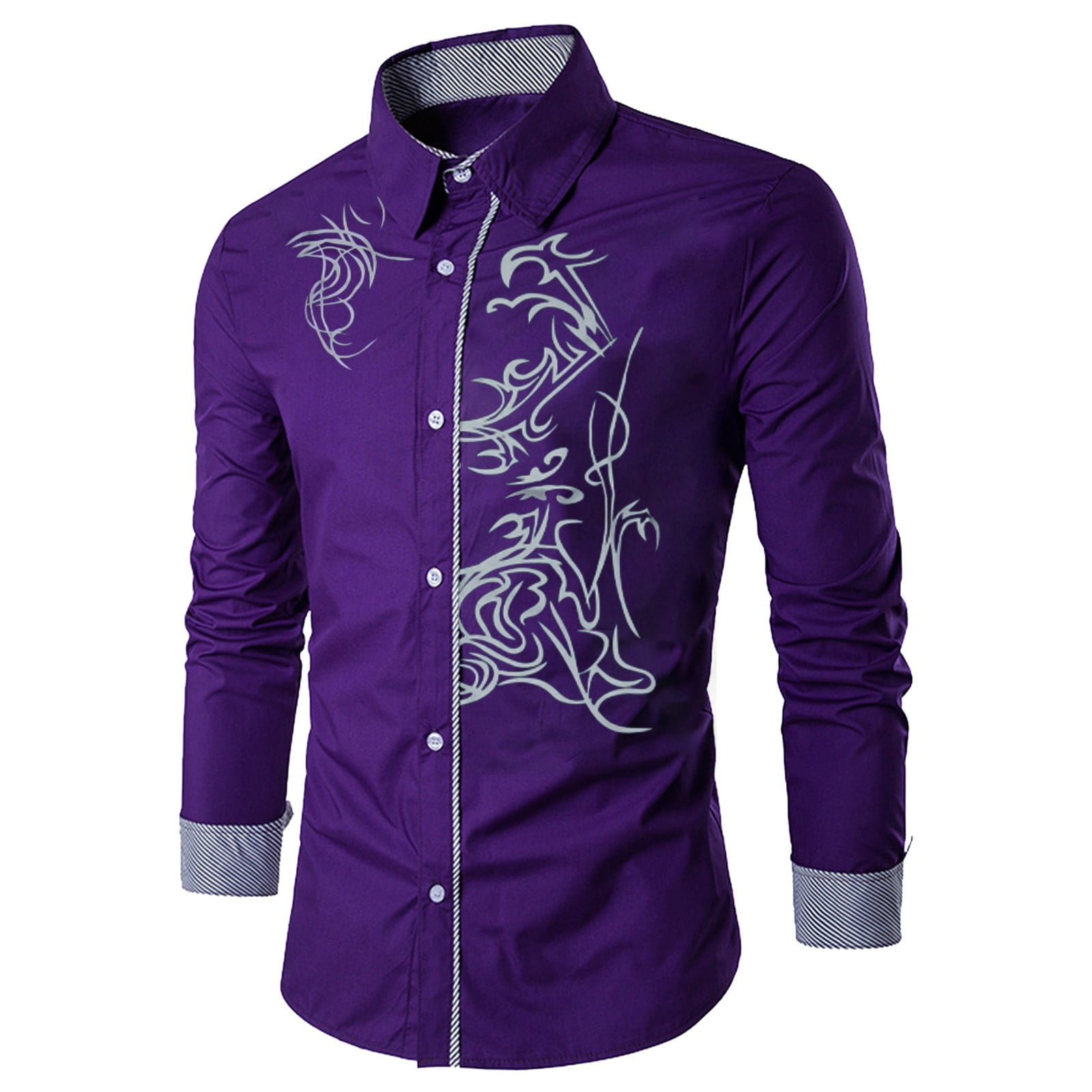 Men's Long Sleeve Slim Fit Shirt,Solid Casual Formal Non Iron - Foto 9