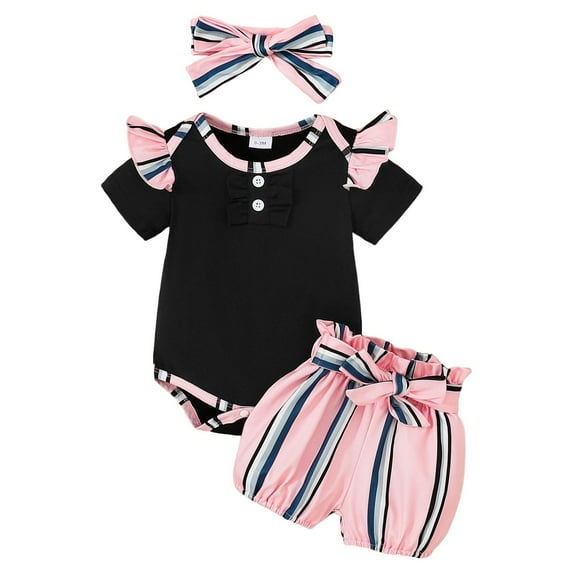 Pimfylm Patriotic Baby Clothes Girl Baby Girl Clothes Pants Suit Comfortable Breathable Fashionable Casual Suit Clothes Size for 9-12 Months,Black