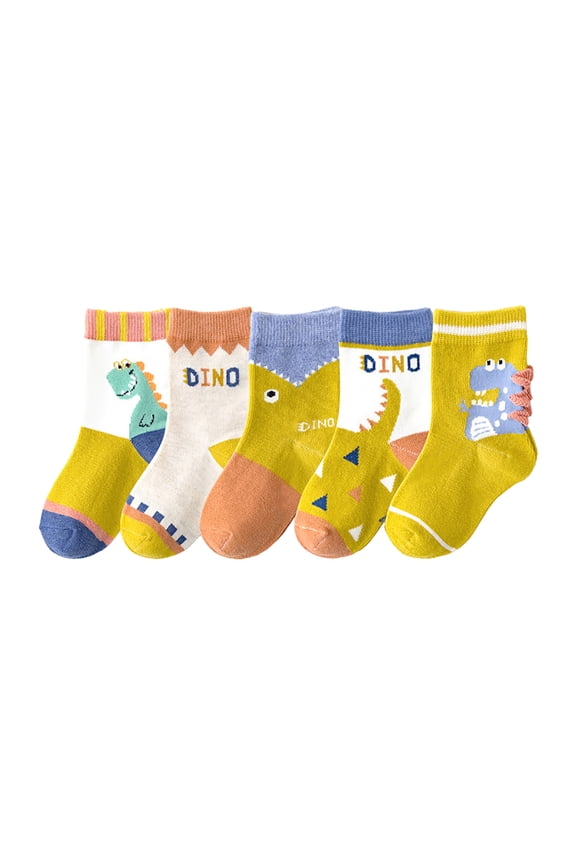 Ruffle Socks Toddler 5PC Children Socks Comfortable Soft Fashion Cute Cartoon Childre's Floor Socks Size for 6-8 Years,C