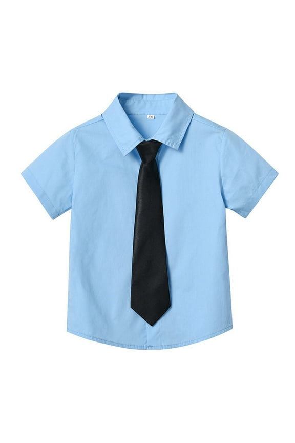 Shirt Baby Boy Boys Short Sleeve Shirt Kids Casual Button Front Summer T-Shirts Tops Tees Light Blue,Size for 7-8 Years