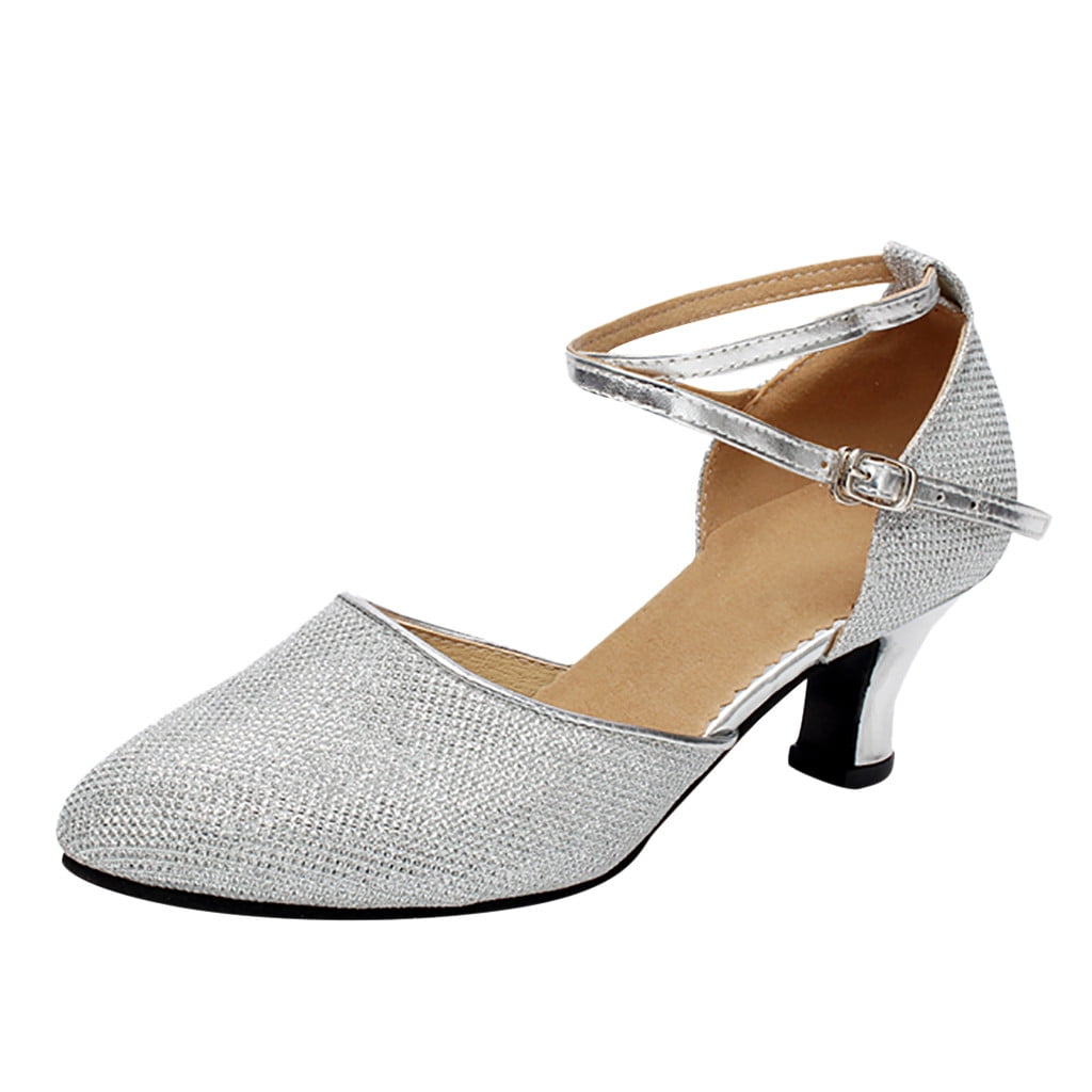 Silver Dress Shoes Low Heel Wedge Sandals Bridal Wedding Rhinestone Open  Toe | eBay