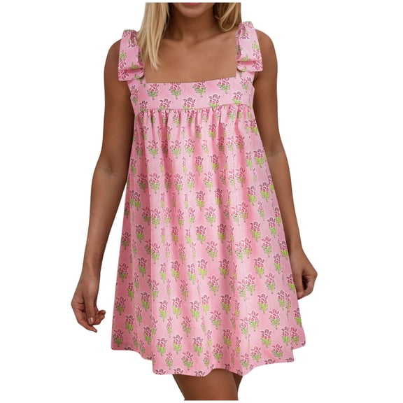 Pimfylm Summer Dresses for Women 2025 Curvy Fahion Floral Beach Vacation Clothes Pink, M