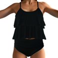thumbnail image 1 of Pimfylm Tankini Swimsuits for Women Tankini Tops with Swim Shorts Two Piece Bathing Suits(Black,L), 1 of 7