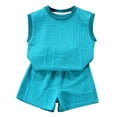 thumbnail image 1 of Pimfylm Toddler Baby Boy Summer Outfit,Boy Clothes Size 8 And Young Children's Unisex Boy And Girl Simple Breathable Round Neck Short Sleeved Shorts Suit, 1 of 9