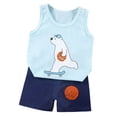 thumbnail image 1 of Pimfylm Toddler Baby Boy Summer Outfit,Boy Outfit Size 4 Boys Suit Letter Print Short Sleeve Solid Color Shorts Suit For Child, 1 of 9