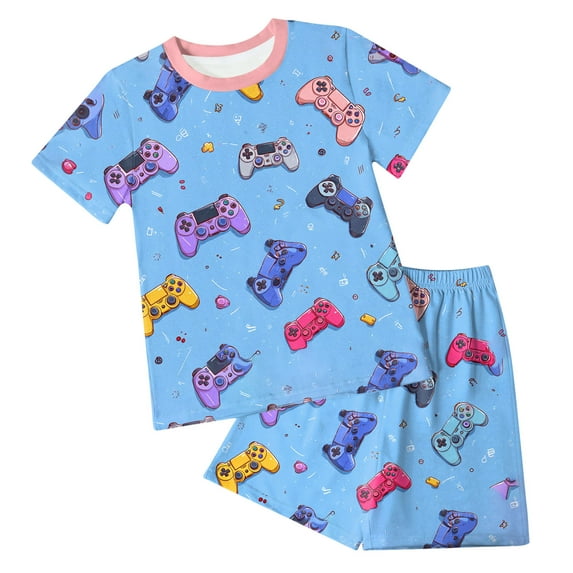 Pimfylm Toddler Baby Boy Summer Outfit,Boys Boys Set Short Sleeve Shorts Comfortable Breathable Printed Design Two Piece Set