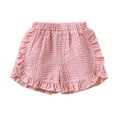 thumbnail image 1 of Pimfylm Toddler and Baby Girls' Bike Shorts Toddler Baby Girl Shorts Casual Summer Gingham Plaid/Seersucker Waist Ruffle Hem Shorts Bottoms Size for 12-18 Months,Pink, 1 of 9
