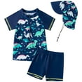 thumbnail image 1 of Pimfylm Toddler Boy Swimsuit Set Boys Rash Guard Swimsuits Set for Boys 2 Piece Short Sleeve Swim Shirts Bathing Suits with Trunks Navy,Size for 12-18 Months, 1 of 6