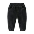 thumbnail image 1 of Pimfylm Toddler Boy Wide Leg Jeans Baby Ripped Jean,Toddler Elastic Distressed Waist Denim Pants Black,Size for 5-6 Years, 1 of 3