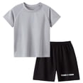 thumbnail image 1 of Pimfylm Toddler Boys Clothes Mesh Athletic Summer Quick Drying Short Sleeve T-Shirt and Shorts Kids Outfit Set for 10-11 Years,Grey, 1 of 2