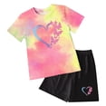 thumbnail image 1 of Pimfylm Toddler Girl Clothes Girls Summer Outfits Tie Dye Set Cap Sleeve T Shirt Waist Shorts 2 Piece Clothing Sets Size for 7-8 Years,Hot Pink, 1 of 3