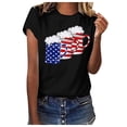thumbnail image 1 of Pimfylm USA Flag Tee Shirt Women 4th of July Gift T Shirt Casual Short Sleeve American Flag T-Shirt Tops(Black,XXL), 1 of 5