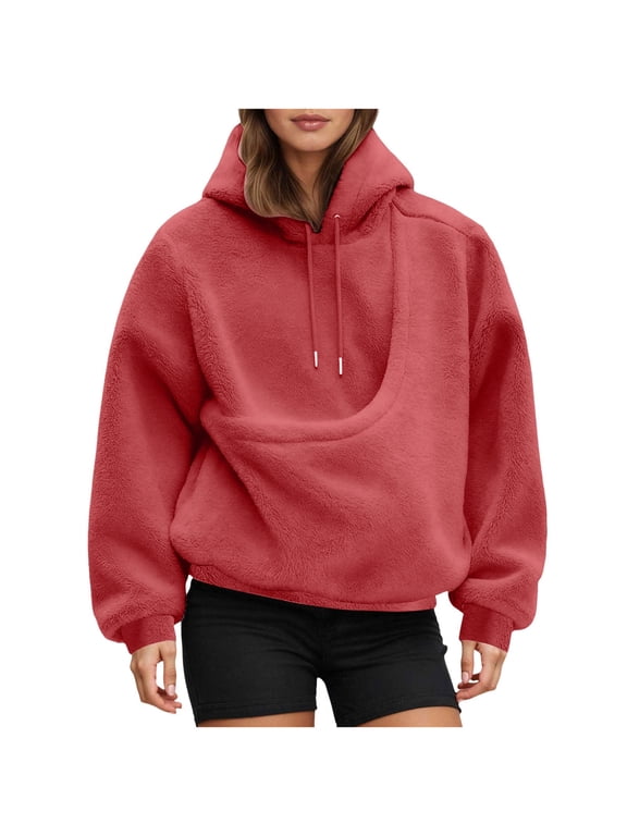 Women Fuzzy Fleece Hoodie Carrier Pouch Zip Up Hooded Warm Winter Jacket Cat Hoodie with Pouch Pet Carrier Hoodies Kangaroo Pocket Dog Sweatshirt Pullover Hoodie for Women Size L,Wine