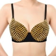 thumbnail image 1 of Pimfylm Women Steampunk Spike Studs Rivet Rhinestone Bra Party Club Rave Sexy Sport Bralet Metallic Tops Punk Dancing Push Up A, M, 1 of 3