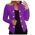 thumbnail image 1 of Pimfylm Women Sweater Blazer 3/4 Sleeve Cropped Cardigan Lightweight Notch Collar Knit Blazer Jacket Business Casual Purple, XL, 1 of 5