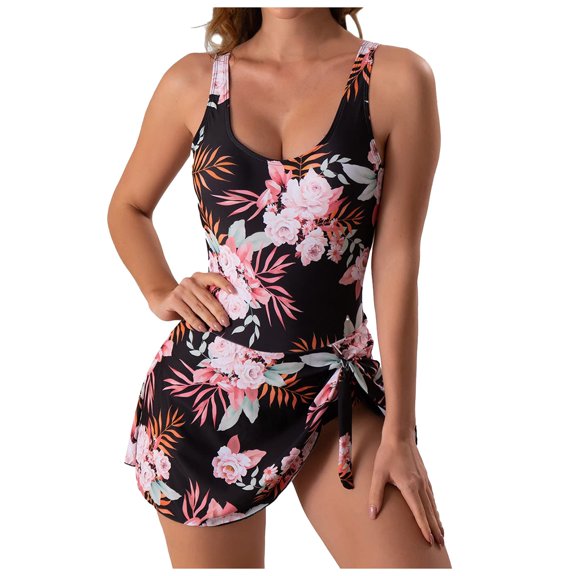 Pimfylm Women Swimsuit One Piece Bathing Suit Square Neck Cutout Back Tummy Control with Adjustable Spaghetti Straps(Pink,XL)