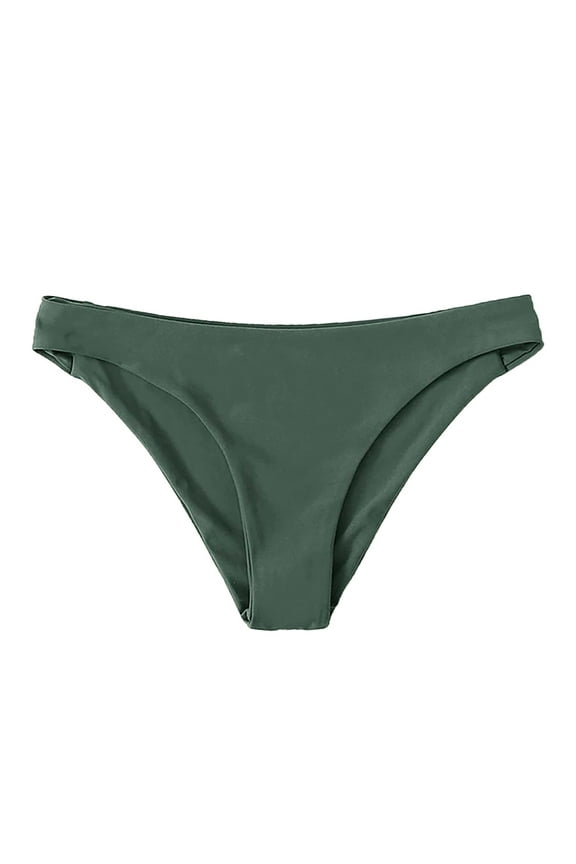 Women V Cut Cheeky Bikini Bottoms Women's Bikini Bottoms High Cut Swimsuit Bottom Solid Color Mid Waist Swim Bottoms Size for S,Green