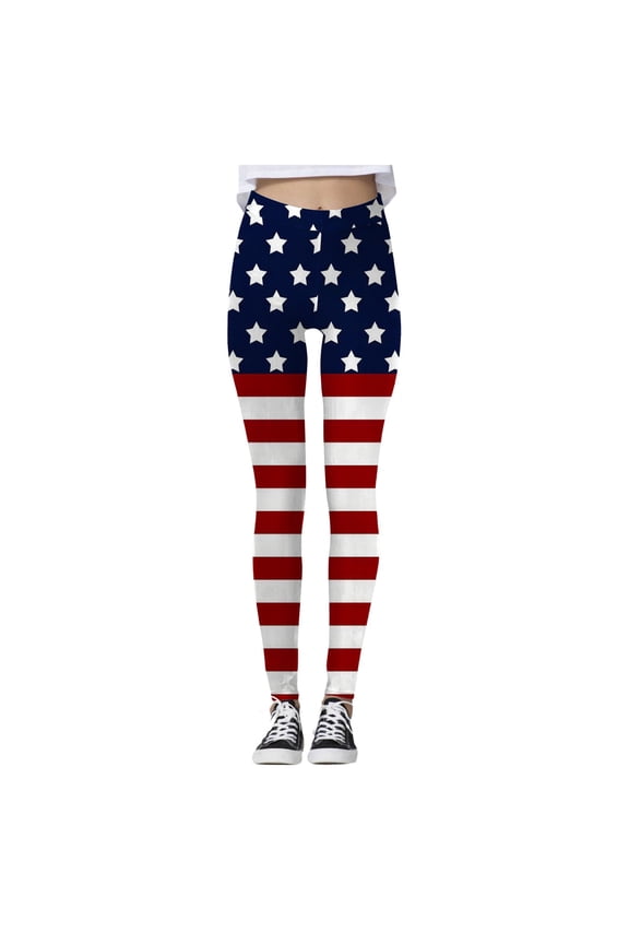 Women Yoga Pants Capri for American 4Th of July Print Leggings for Running Pilates Gym Tights Compression(Beige,XL)